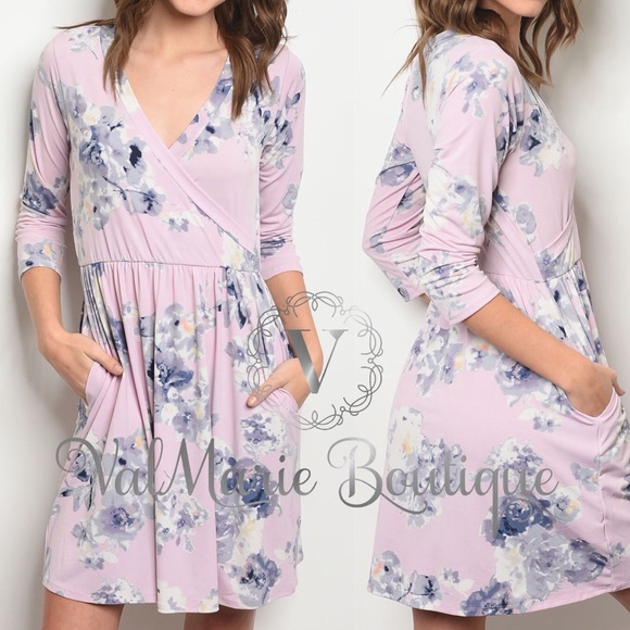 ValMarie Dresses & Skirts - 2 LEFT! Lilac floral surplice dress
